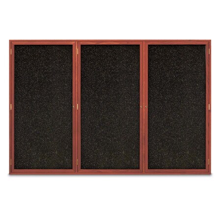 United Visual Products Sliding Door Indoor Enclosed Corkboard, 7 UV9027ACS-BRONZE-KEYLIME